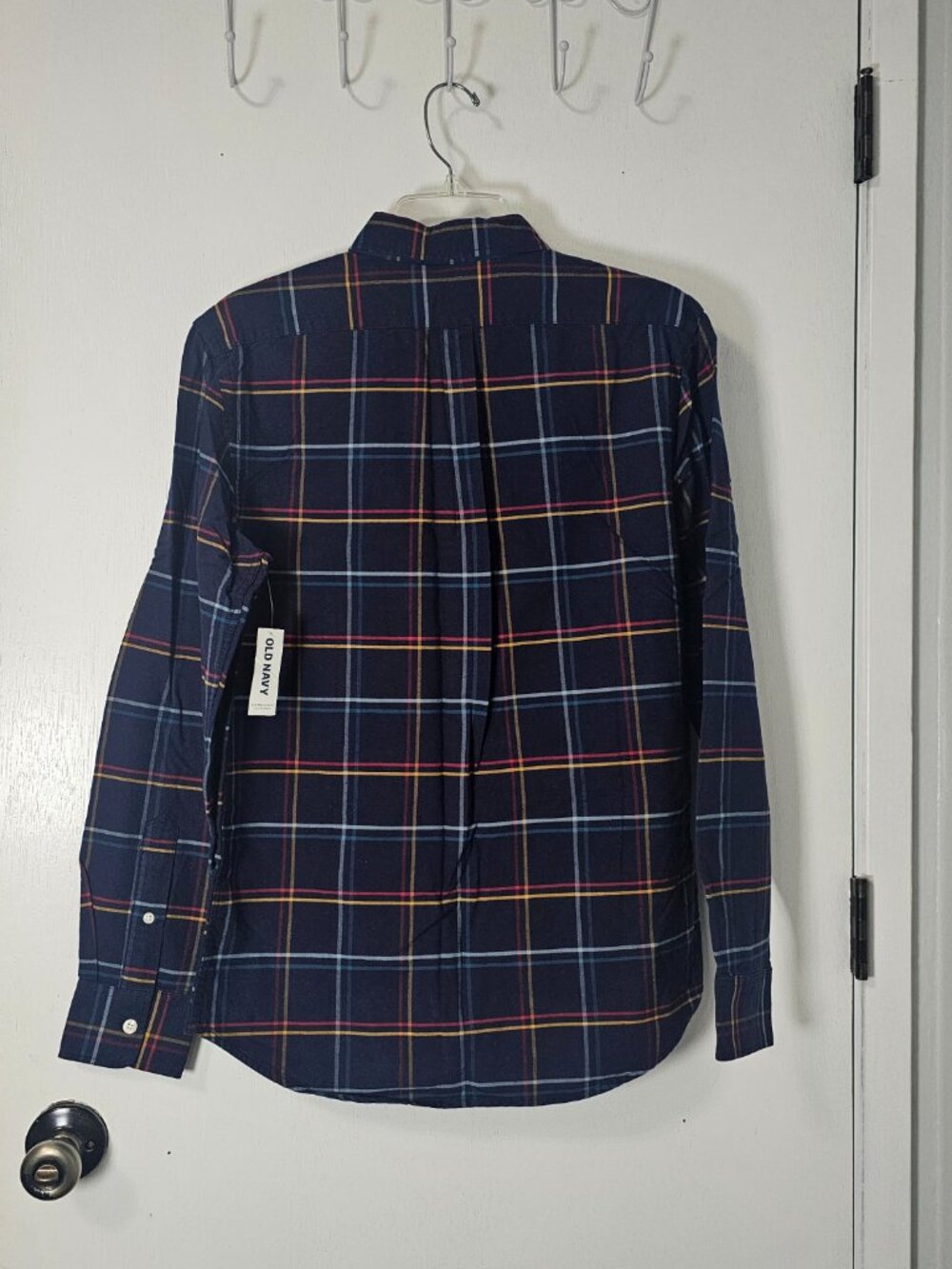 NEW Old Navy Slim Fit Men's Blue Plaid Flannel Shirt - Size Small - Picture 3 of 7